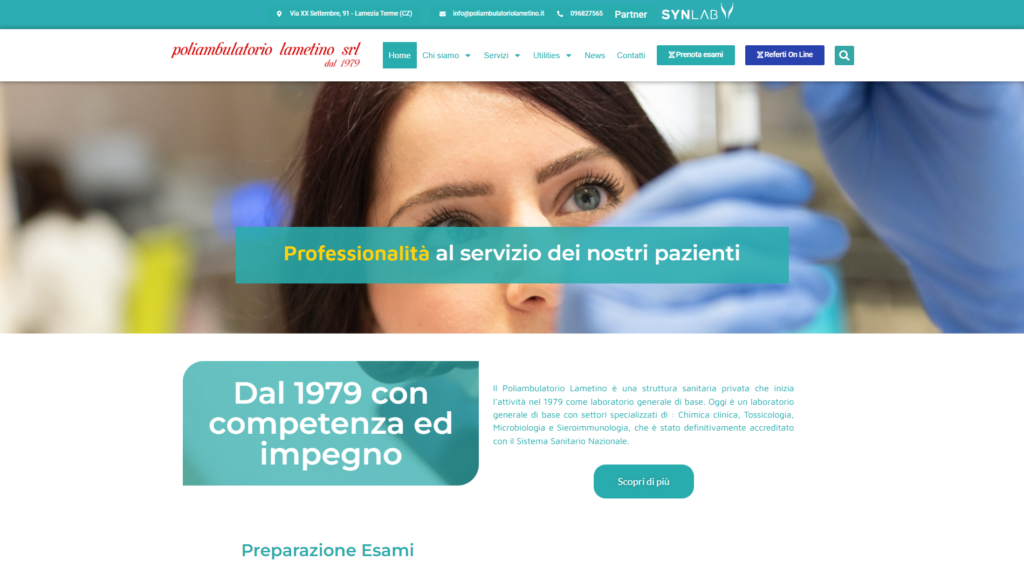 Anteprima del sito web del Poliambulatorio Lametino